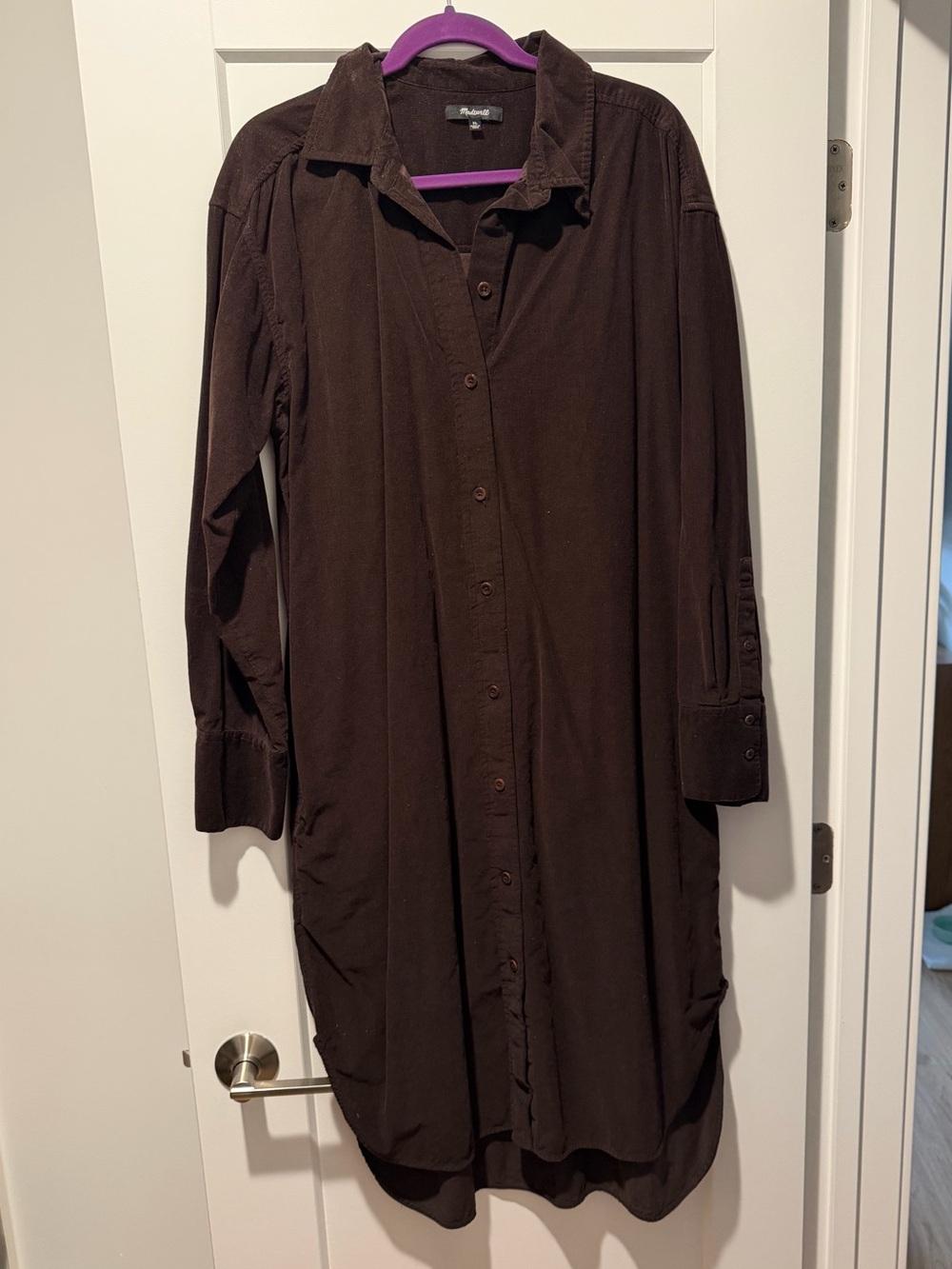 Madewell Dark Brown Long Button-Front Shirt Dress
